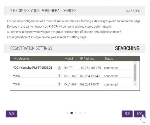 YAMAHA 1778 ADECIA Tabletop Solution - Search for devices