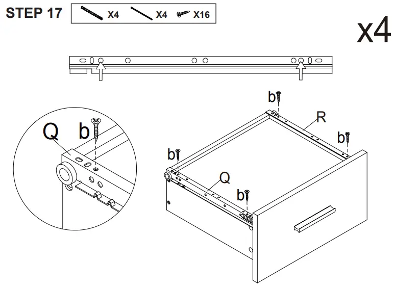 Kmart Wardrobe with 4 Drawers -STE17