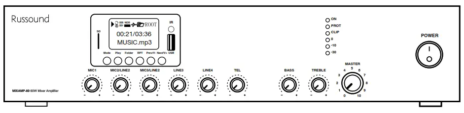 Russound MIXAMP-60 70V Mixer Amplifier with Media Player