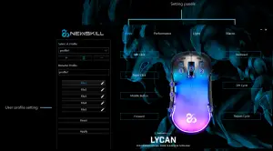 NEWSKILL Lycan Transparent Gaming Mouse RGB 16000DPI - Setting panels