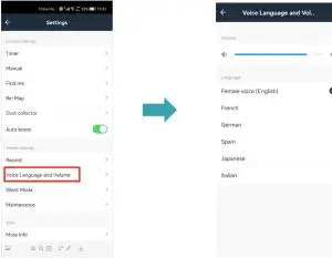 HONiTURE Q6 Robot Vacuum Cleaner - Voice Language and Volume