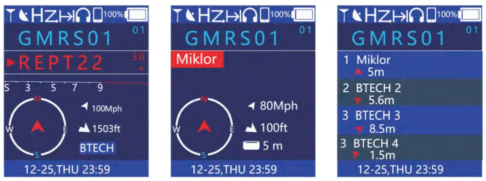 BTECH GMRS PRO GMRS Two Way Radio- screen display