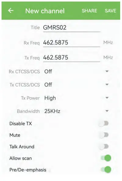 BTECH GMRS PRO GMRS Two Way RadioEdit channel