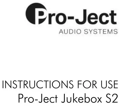 Pro-Ject Jukebox S2 Turntable User Manual