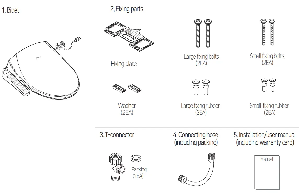 DAELIM Dob Idos Electric Toilet Bidet Seat-Parts