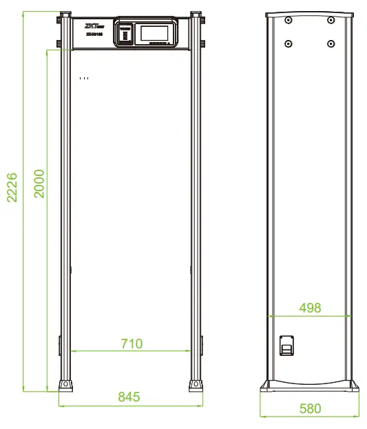 ZKTECO ZK D3180 Walk Through Metal Detector - Dimensions