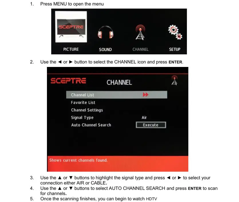 SCEPTRE E325BD-SRD-UG - If You’ve Connected Antenna to the HDTV