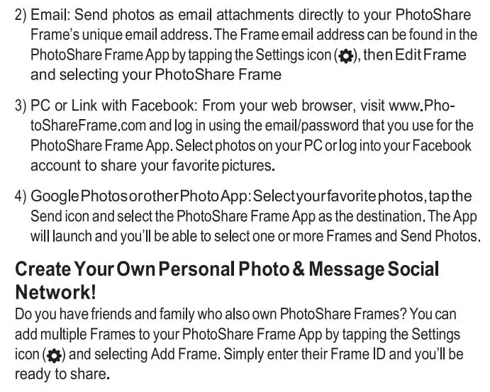 Switchmate FSM010BL 10 Inch Black PhotoShare Friends and Family Smart Frame User Guide - Create Your Photo Share Accent