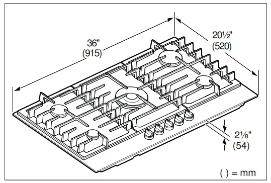 BOSCH NGMP677UC Gas Cooktop - Dimensions