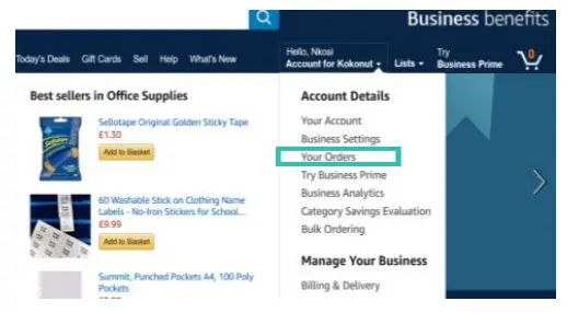 amazon basics How to download invoices in Amazon Business - fig 9