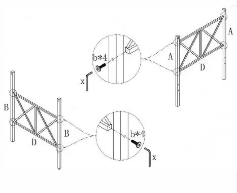 THE aHOME DEPOT 747F 55 in. W Black Metal Canopy Bed Frame Full Size Platform Bed 1