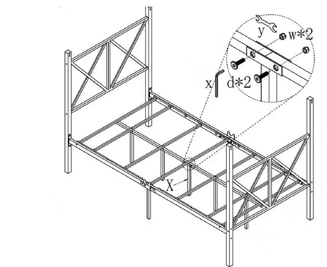 THE HOME DEPOT 747F 55 in. W Black Metal Canopy Bed Frame Full Size Platform Bed 10