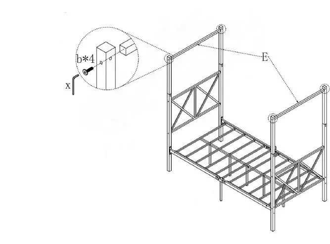 THE HOME DEPOT 747F 55 in. W Black Metal Canopy Bed Frame Full Size Platform Bed 13