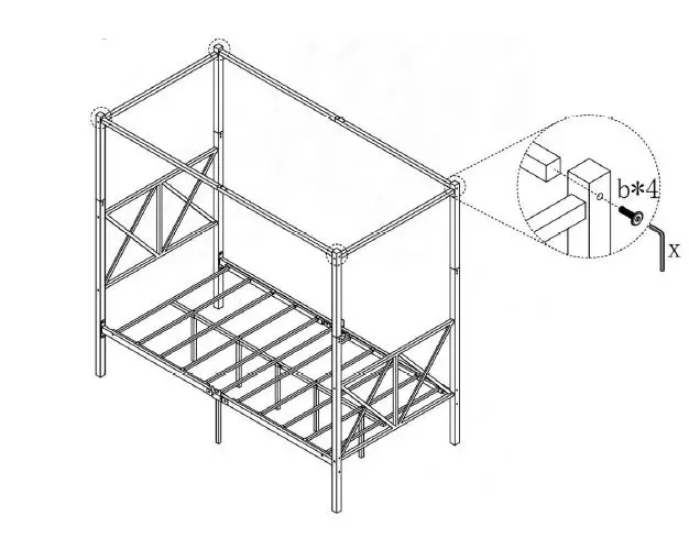 THE HOME DEPOT 747F 55 in. W Black Metal Canopy Bed Frame Full Size Platform Bed 15