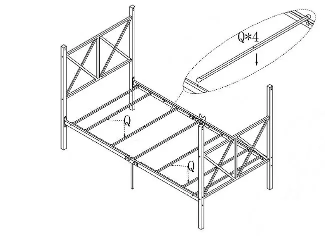 THE HOME DEPOT 747F 55 in. W Black Metal Canopy Bed Frame Full Size Platform Bed 8