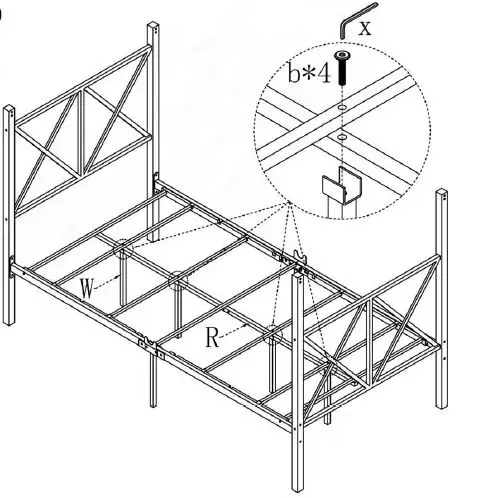 THE HOME DEPOT 747F 55 in. W Black Metal Canopy Bed Frame Full Size Platform Bed 9