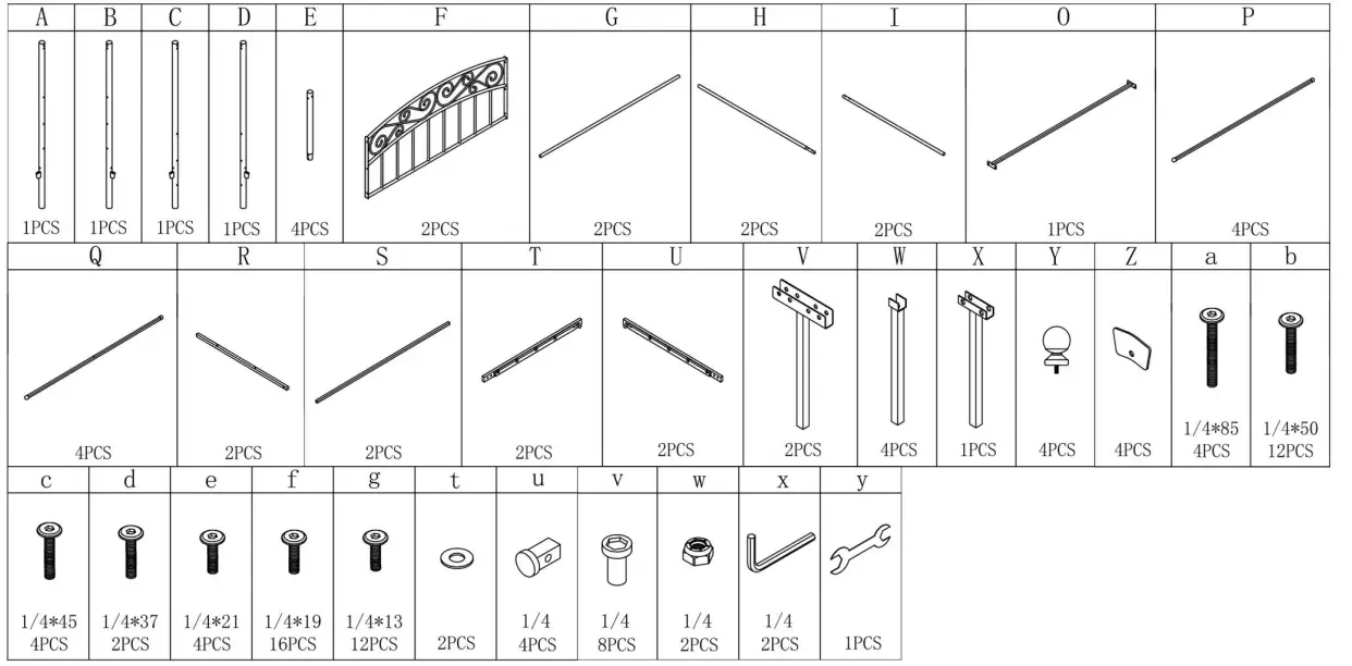 Kahomvis-715F-Black-Full-Size-Metal-Noise-Free-Canopy-Bed-Frame-FIG1