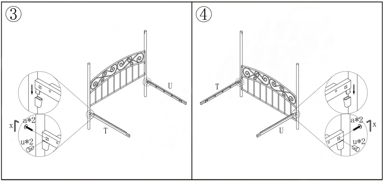 Kahomvis-715F-Black-Full-Size-Metal-Noise-Free-Canopy-Bed-Frame-FIG3