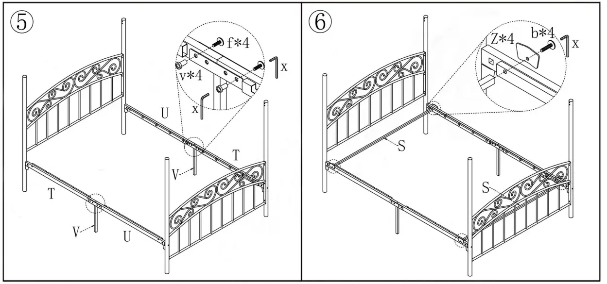 Kahomvis-715F-Black-Full-Size-Metal-Noise-Free-Canopy-Bed-Frame-FIG4