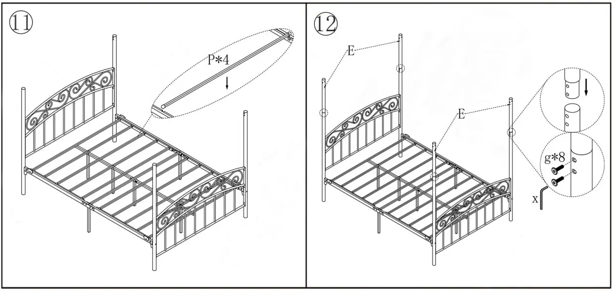 Kahomvis-715F-Black-Full-Size-Metal-Noise-Free-Canopy-Bed-Frame-FIG7