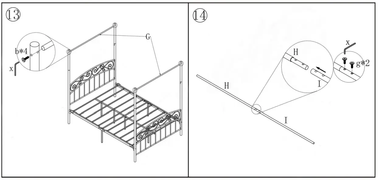 Kahomvis-715F-Black-Full-Size-Metal-Noise-Free-Canopy-Bed-Frame-FIG8