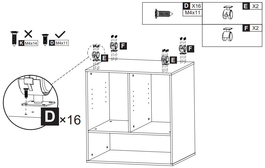 DEVAISE ADYJ002 Black Accent Storage Cabinets - 16
