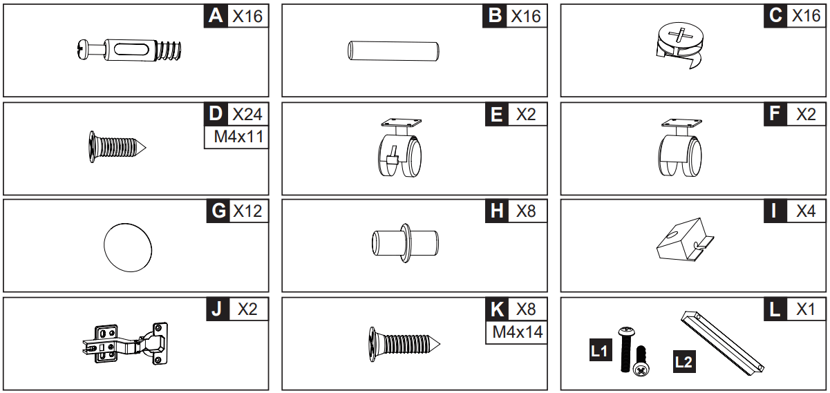 DEVAISE ADYJ002 Black Accent Storage Cabinets - PARTS