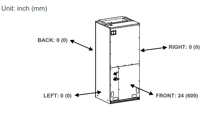 GREE FLEXX24HP230V1BH Central Ducted Hyper Heat Pump AC - Required Clearances