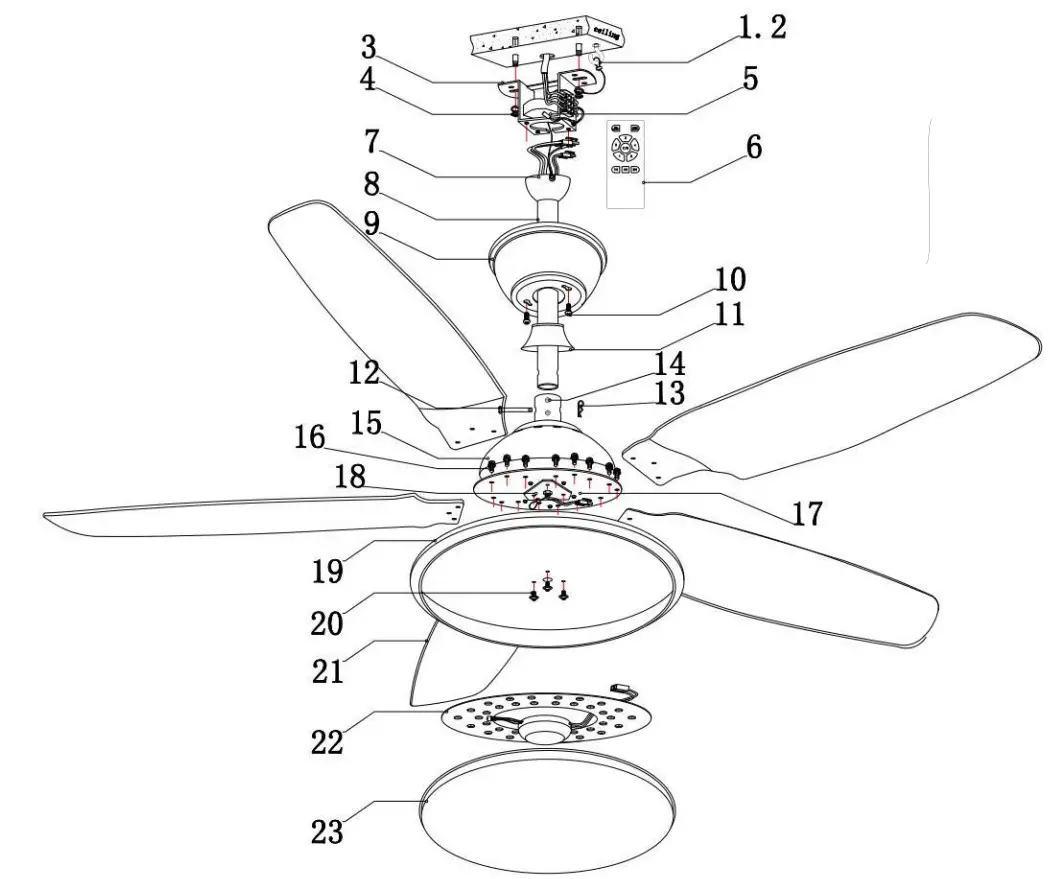 QAZQA 102706 Modern Vifte Ceiling Fan - Parts