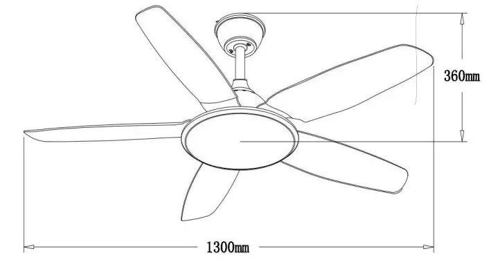QAZQA 102706 Modern Vifte Ceiling Fan - dimension