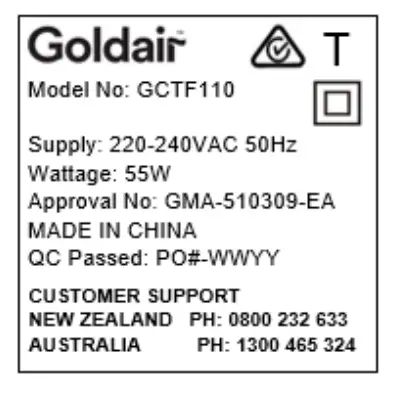 Goldair GCTF110 110cm Tower Fan - Icon