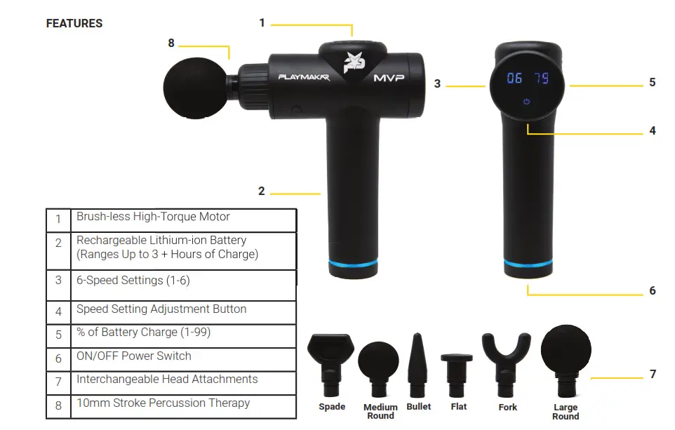 PlayMakar MVP Percussion Wireless Massager MVP-1000 - FEATURES