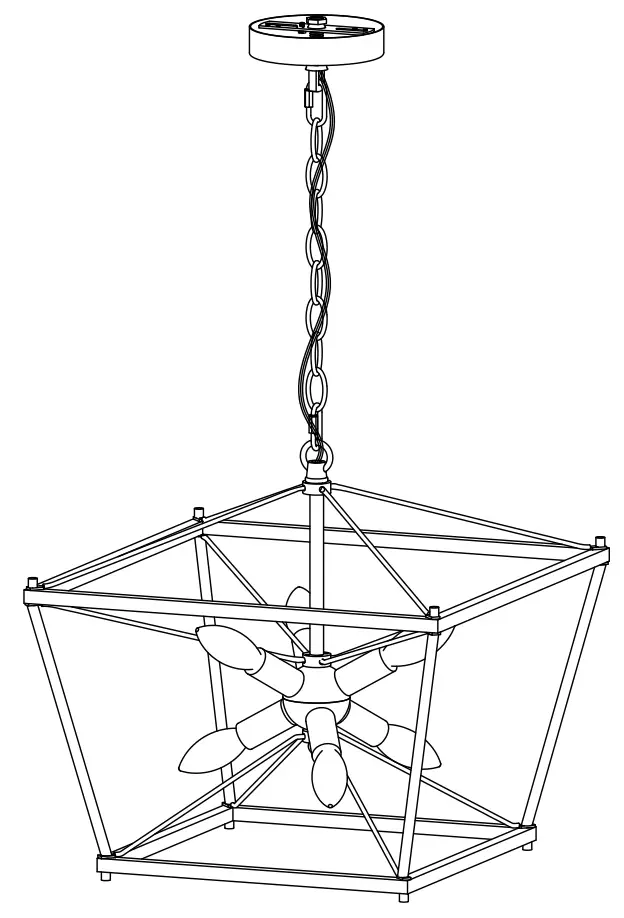 ZEVNI L3YUYAIVW4798S38 Byran 6-Light Black/Brass Industrial Chandelier