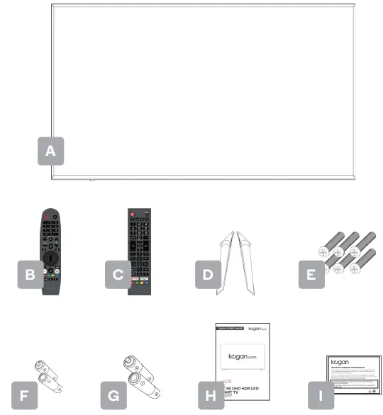 kogan KALED70UN8910SGA 8 Series 70 4K UHD HDR LED Smart TV -COMPONENTS