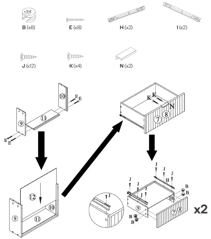 SHANGRI-LA SLNS2DREWA 2 Drawer Night Stand Edinburgh Collection-4