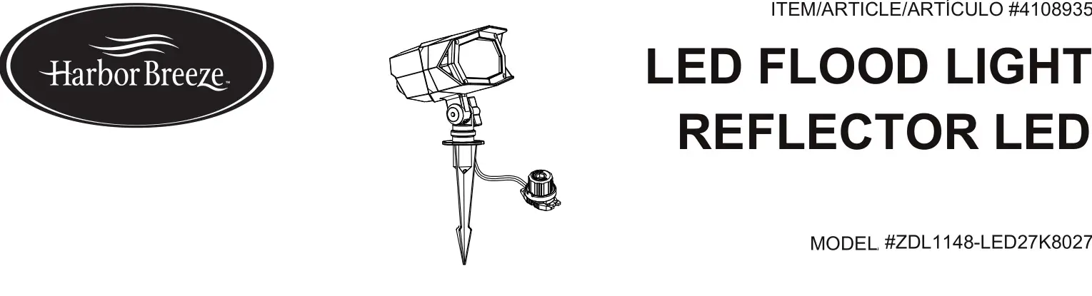 Harbor Breeze ZDL1148-LED27K8027 LED Flood Light Instruction Manual