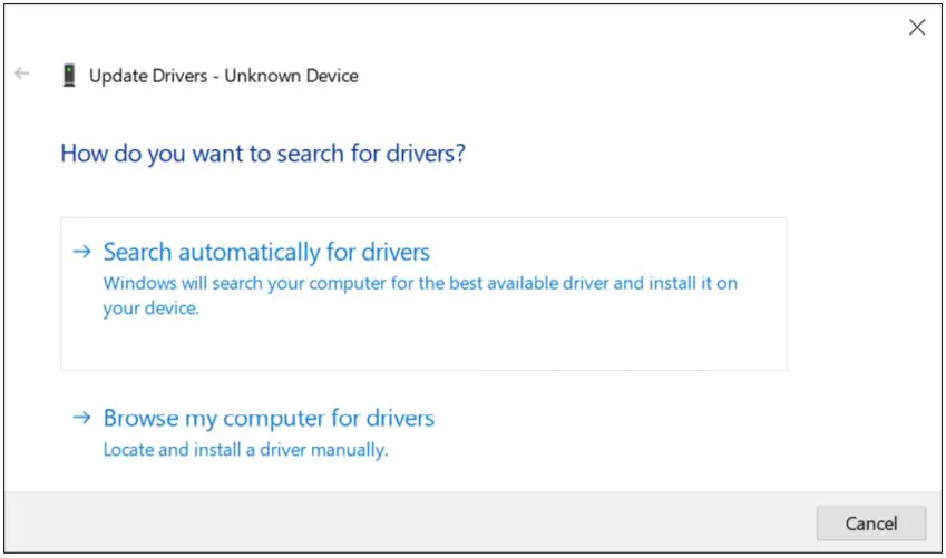 Search automatically for drivers
