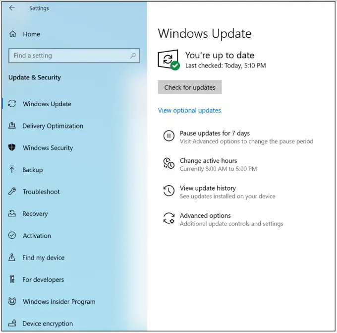 View optional update