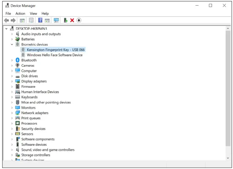 Fingerprint key will show