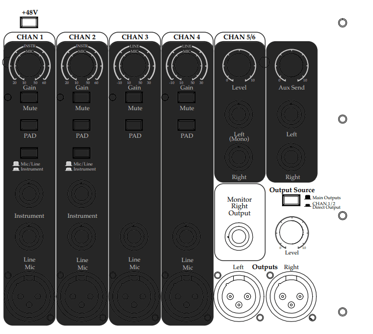 ELITE ACOUSTICS D6-8 MKII Acoustic Amplifier - REFERENCE DIAGRAM