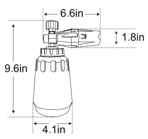 AstroAI Wide Neck Plastic Foam Cannon - Dimensions