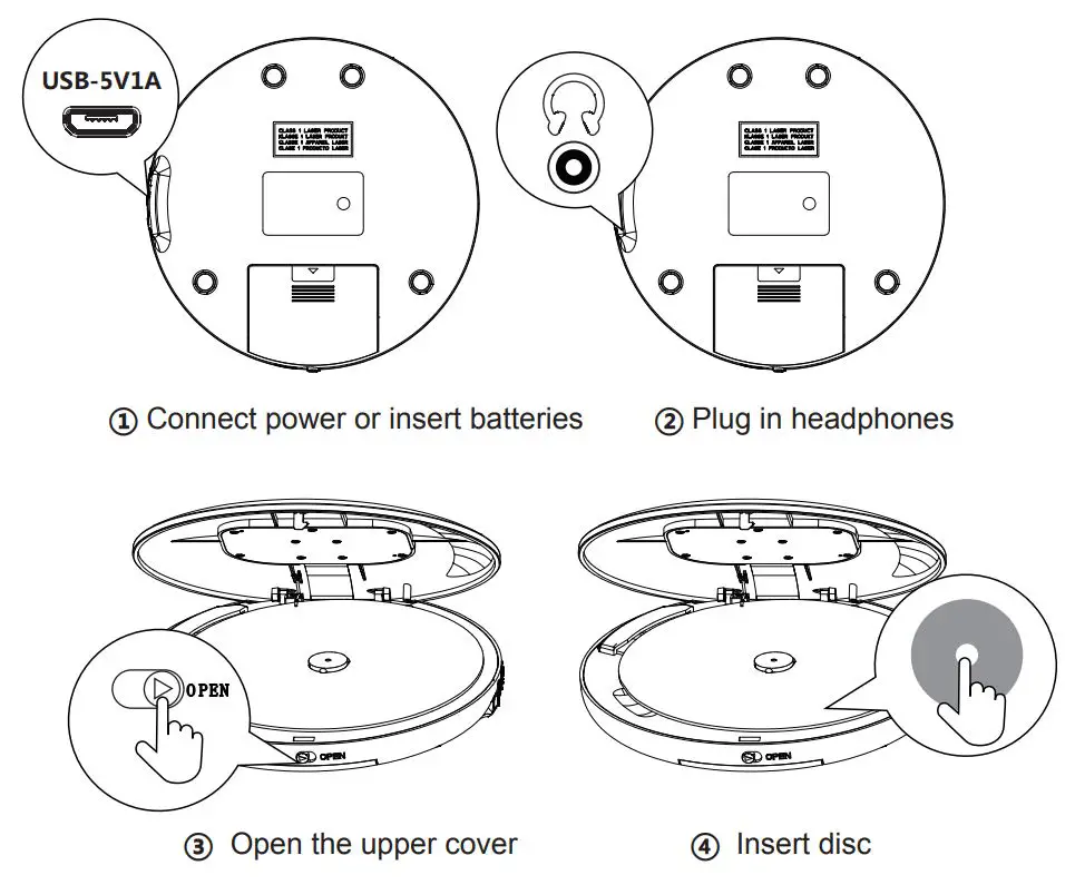 HOTT Portable CD Player User Guide - Starting Steps