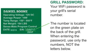 GMG Grill Smarter Eat Better App Control- iGRILL PASSWORD