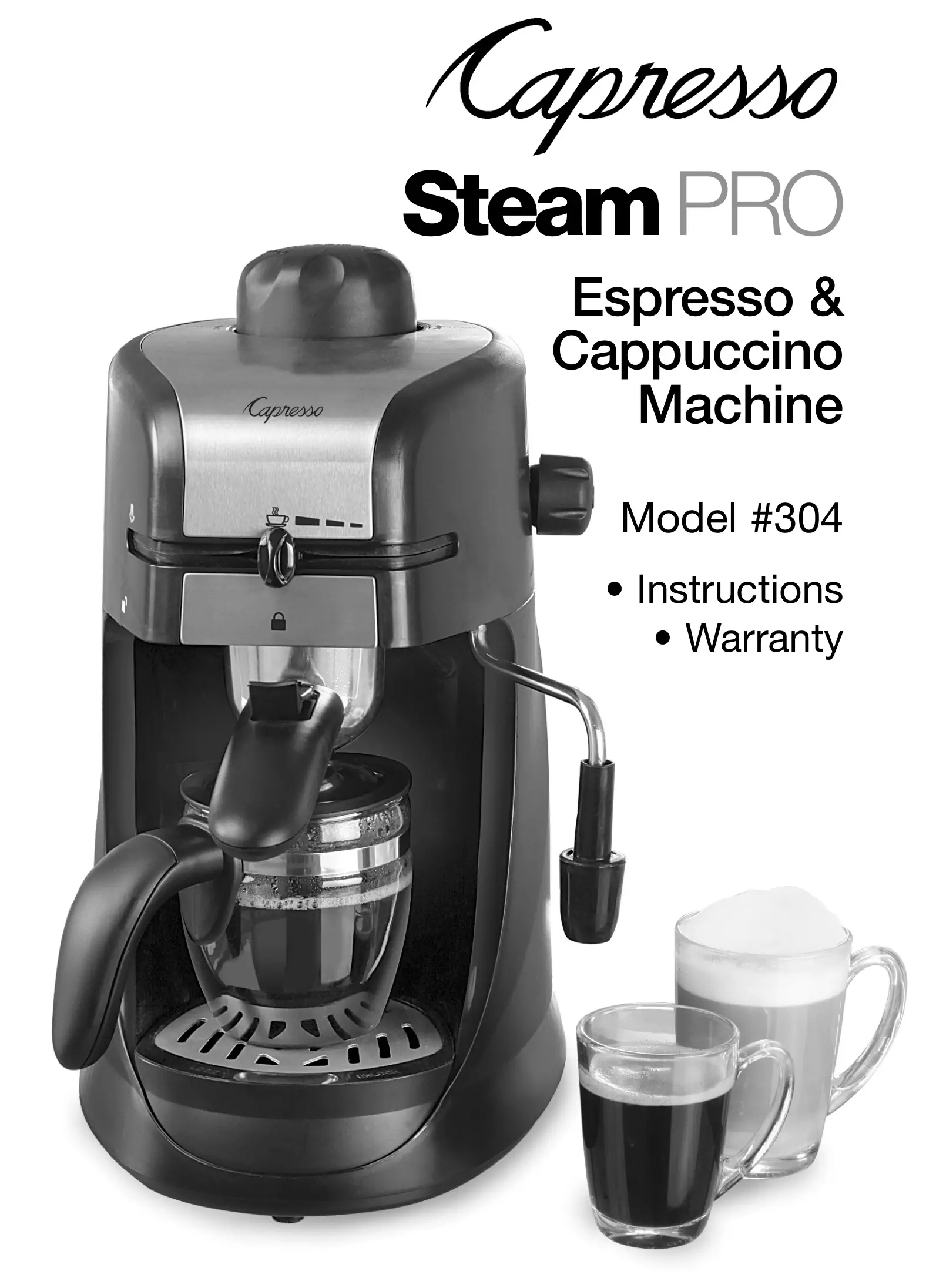 Capresso 304 Steam PRO Espresso and Cappuccino Machine Instructions
