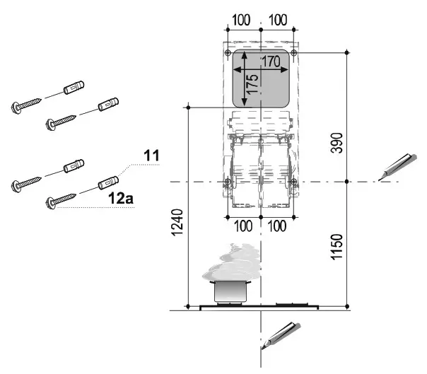 ROROSHETTA CILINDRO WH Wall Mounted Cooker Hood- Wall drilling