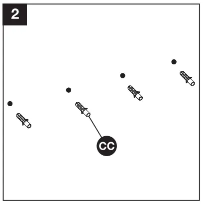 COSTWAY FP10068US Wall Mounted Electric Fireplace User Manual - Insert the 4 self drilling wall anchors
