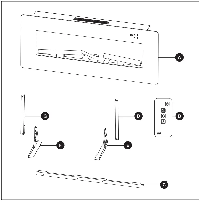 COSTWAY FP10068US Wall Mounted Electric Fireplace User Manual - Package Contents