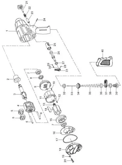 Clarke CAT141 amp 142 Air Impact Wrench - PARTS DIAGRAM