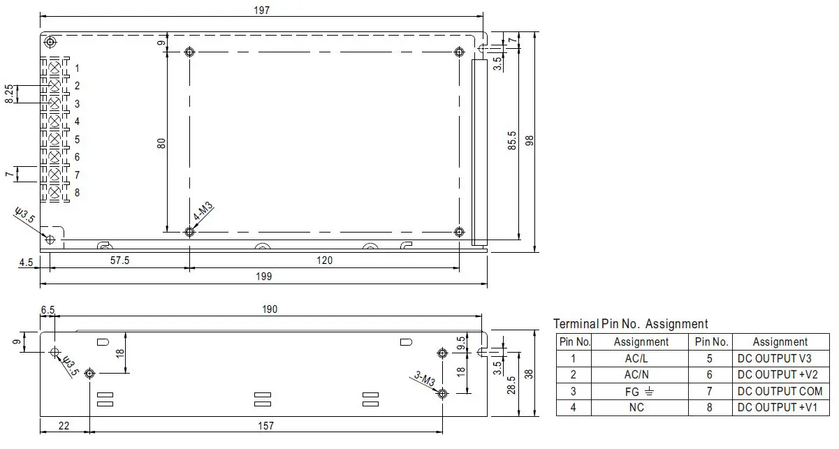 meanwell RT-125 Triple Output Switching Power Supply 1