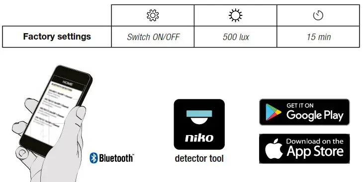 niko 353 600121 Presence Detector - App settings